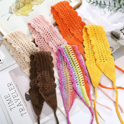 Lianfudai Haimeikang New Crochet Hair Band Women Scarf Solid Color Knitting Headbands Bandanas Wide Elastic Hairbands Fashion Accessories