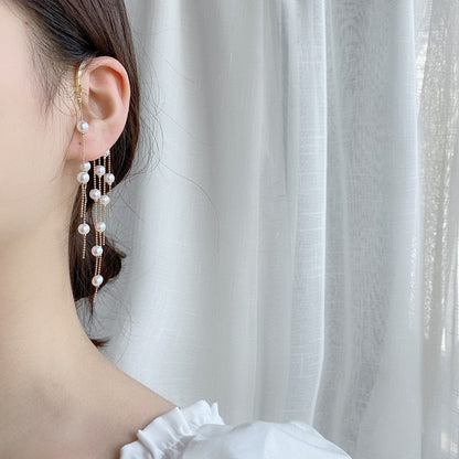 sengpan christmas gift ideas valentines day gifts for her Elegant  New Golden Color Pearl Tassel Earrings Drop Dangle Earrings For Women Long Cuff Earring Bohemia Jewelrys Gifts