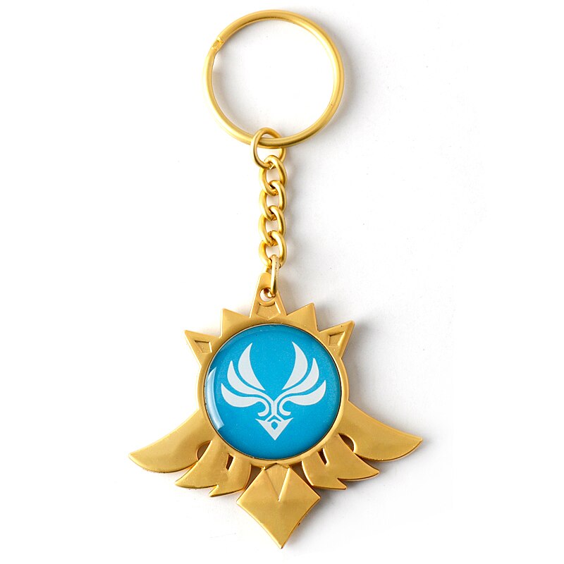 sengpan christmas gift ideas valentines day gifts for her Game Genshin Impact Vision Inazuma Keqing Wendi Xiao Keychain Luminous 원신 7 Element Weapons Eye Of Original God badge KeyRing