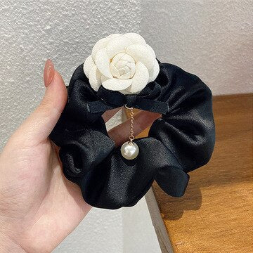 sengpan Women Girl Hair Ties Elastic Bands Camellia Plaid Flower Floral Pearl Bow Knot Scrunchies Korean Head Accessories Wholesale