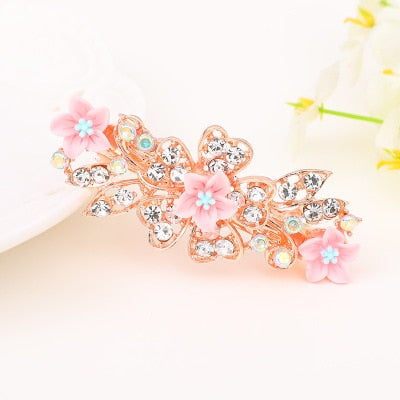 sengpan Barrette For Women Girl Rhinestone Crystal Big Hair Clip Hairpin Rose Peacock Flower Floral Head Accessories Wholesale