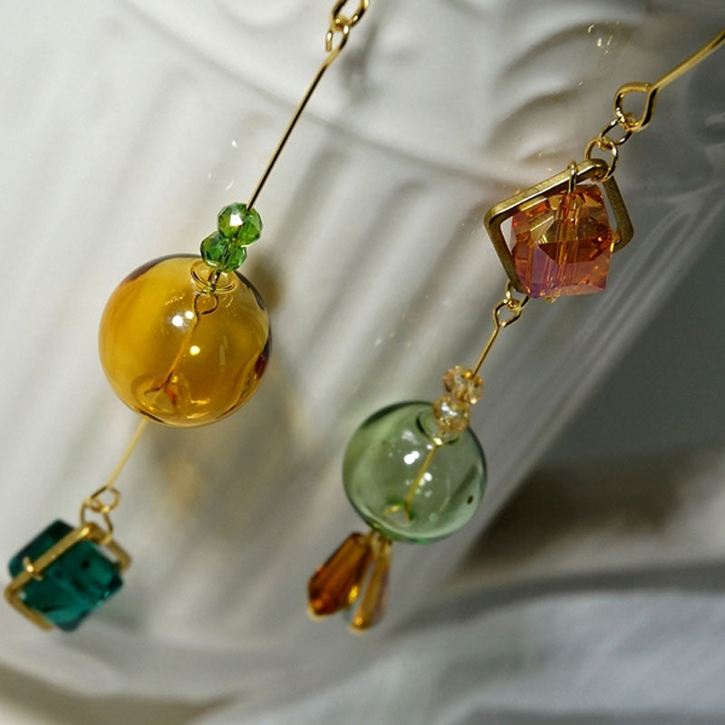 sengpan Original Handmade Korean Long Drop Earrings For Women Charming GEM Glass Ball Dangle Earrings Femme Brincos Jewelry