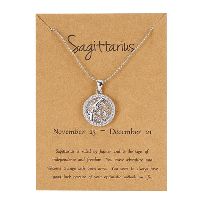 sengpan  gifts for women Fashion Charm Silver Color 12 Constellation Pendant Necklace Aries Leo Star Zodiac Sign Necklaces for Women Personality Jeweley