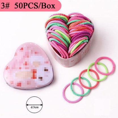 sengpan gifts for girls 50PCS/Box Mix 3CM Children's rubber band does not hurt hair girl hair ring female black baby Hairbead Hair tie girl  Korean cute