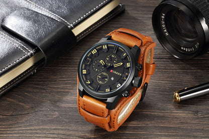 sengpan  gifts for men Top Brand Luxury Mens Watches Male Clocks Date Sport Military Clock Leather Strap Quartz Business Men Watch Gift