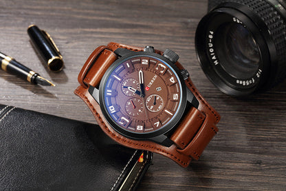 sengpan  gifts for men Top Brand Luxury Mens Watches Male Clocks Date Sport Military Clock Leather Strap Quartz Business Men Watch Gift