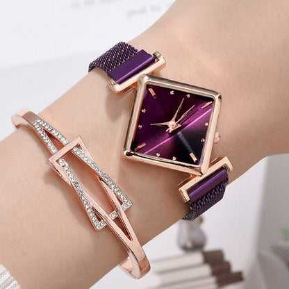 sengpan Christmas wishlist Luxury Bracelet Watches For Women Simple Purple Magnetic Square Dial Belt Dress Quartz Clock Ladies Wrist Watch Relogio