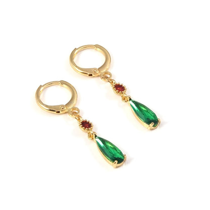 sengpan Moving Castle Earrings Howl Drop-Shaped Green Crystal Clip Earrings for Women Jewelry Temperament Accessories Gift