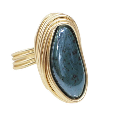 sengpan  gifts for women  Handmade Metal Wire Ceramic Rings For Women Wedding Jewelry Statement Finger Rings Party Accessories