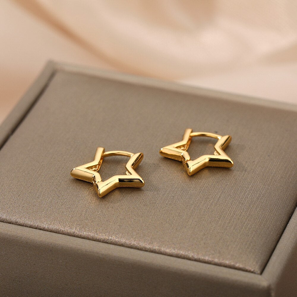 sengpan Star Pendientes Earrings For Women Girl Stainless Steel Minimalist Hoop Piercing Earring 2023 New In y2k Jewelry aretes de mujer