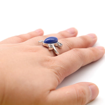 sengpan Elena Gilbert Daylight Rings Vintage Crystal Ring With Blue Lapis Fashion Movies Jewelry Cosplay