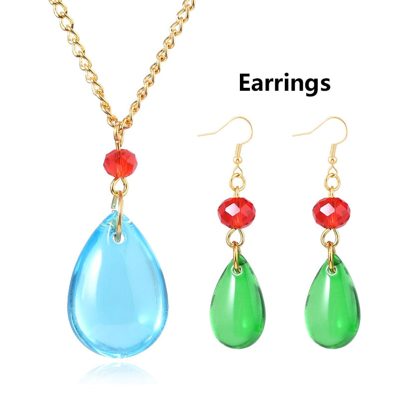 sengpan Moving Castle Earrings Howl Drop-Shaped Green Crystal Clip Earrings for Women Jewelry Temperament Accessories Gift