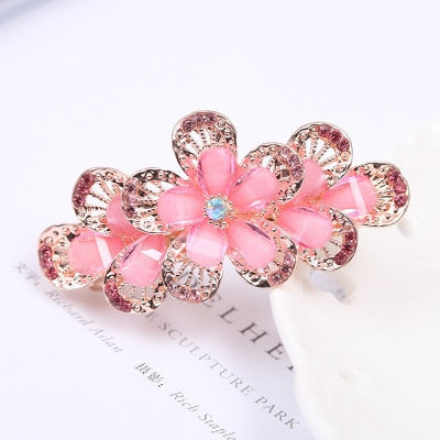 sengpan Barrette For Women Girl Rhinestone Crystal Big Hair Clip Hairpin Rose Peacock Flower Floral Head Accessories Wholesale