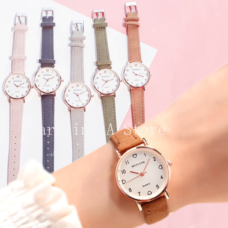 sengpan Women's Simple Vintage Watches for Women Dial Wristwatch Leather Strap Wrist Watch High Quality Ladies Casual Bracelet Watches