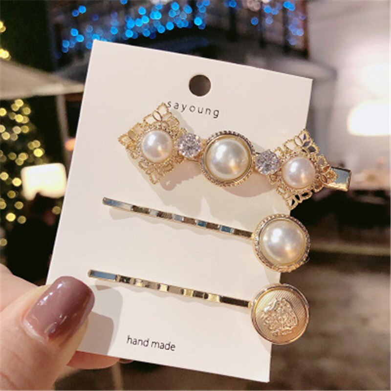 sengpan Christmas gifts for her Hair Grip Clip Sets Hairpin For Women Girl Rhinestone Pearl Geometric Korean Handmade Fashion Head Accessories Mujer