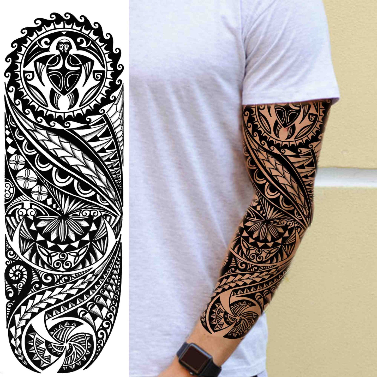 sengpan western jewelry for women Sexy Wolf Full Flower Arm Temporary Tattoo Stickers For Men Body Art Sleeve Tattoo Decals Girl Women Waterproof Tatoo Fox Legs