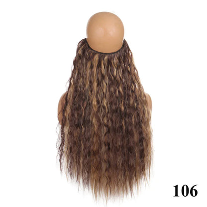 sengpan Synthetic 24inch Invisible Hair Wire Without No Clip Hair Extension Fishing Line Wig Wavy Hair Female False Hair Piece