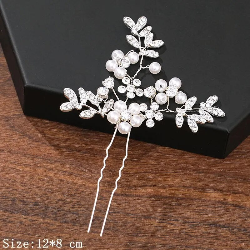 sengpan - Hair Pins Hair Accessories For Women Wedding Accessories Hair Clips Jewelry Pearl Rhinestone Flower Hair Clip Pins Headpiece