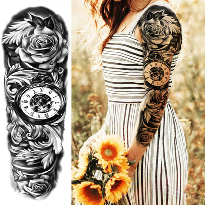 sengpan western jewelry for women Sexy Wolf Full Flower Arm Temporary Tattoo Stickers For Men Body Art Sleeve Tattoo Decals Girl Women Waterproof Tatoo Fox Legs