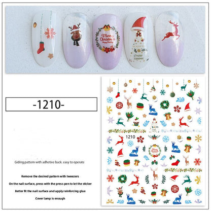 sengpan New Christmas Nail Slider Santa Elk Snowman  New Year Nail Design Big Size Full Cover Water Nail Transfer Cartoon Winter Decal