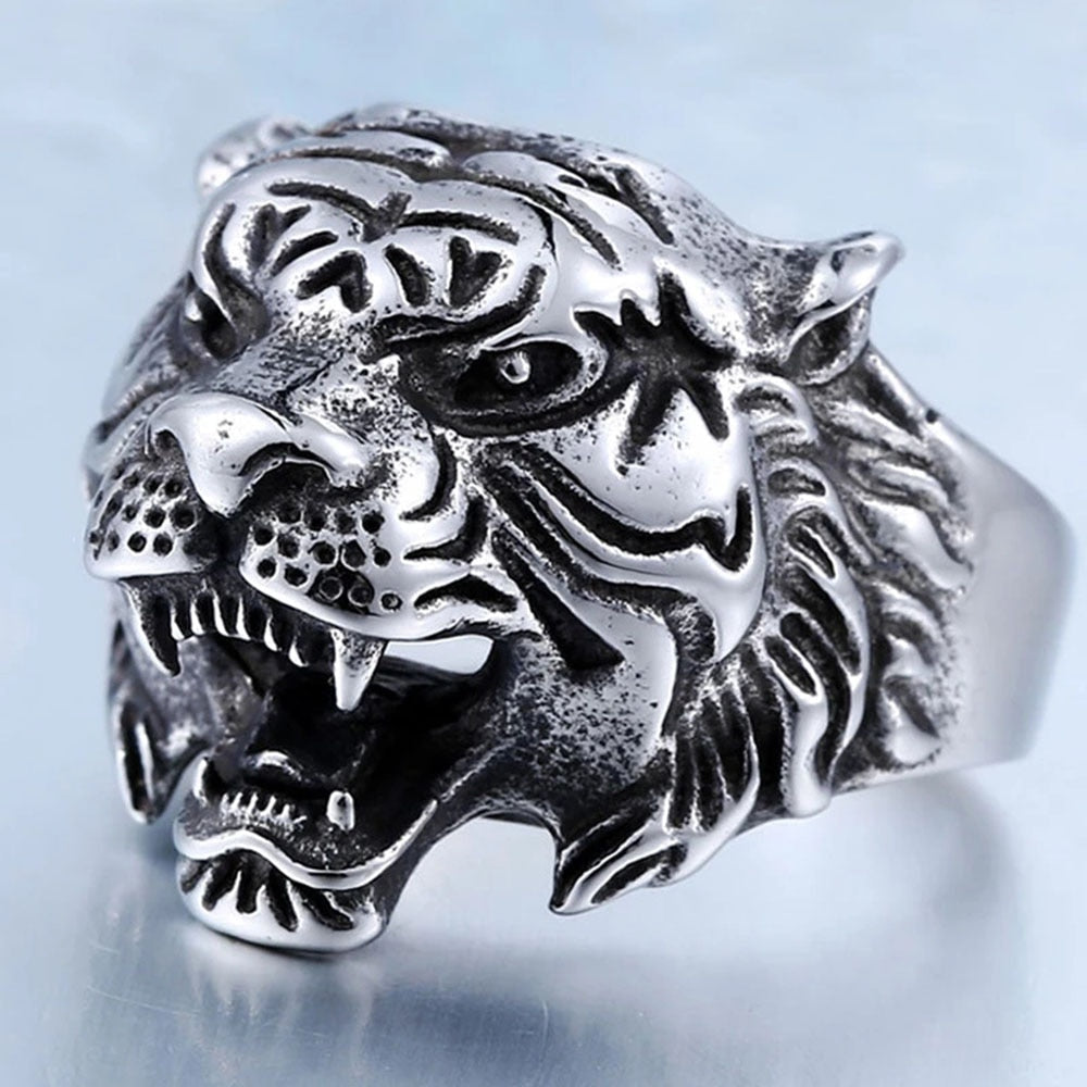 sengpan Christmas decor ideas Retro Domineering Tiger Men's Ring Hip Hop Gothic Accessories King of the Forest Tiger Punk Finger Jewelry Gift