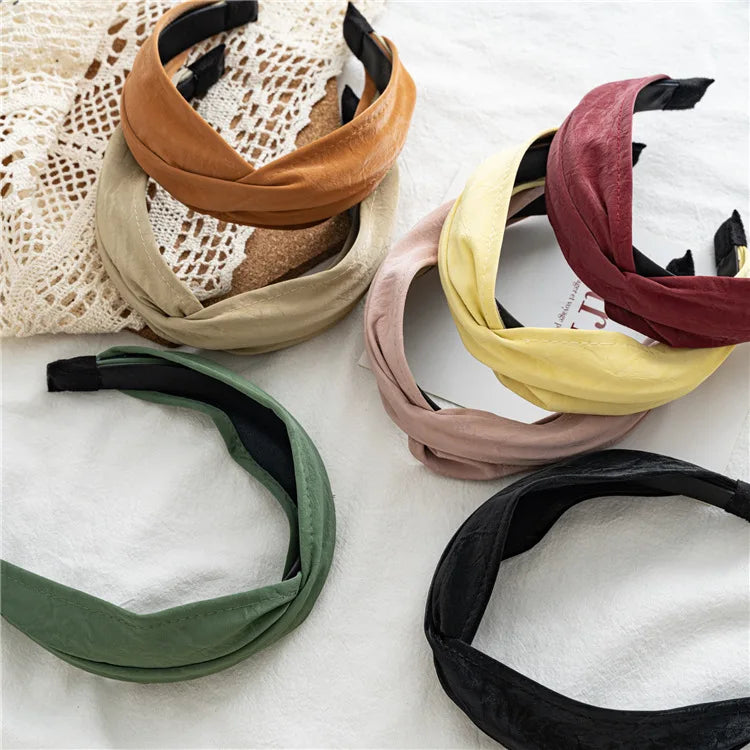 Lianfudai 2024 Non-slip Resilience Retro Suede Solid Wide Headband Hair Band Hoop Bezel Women Girls Hairbands Hair Accessories Headwe