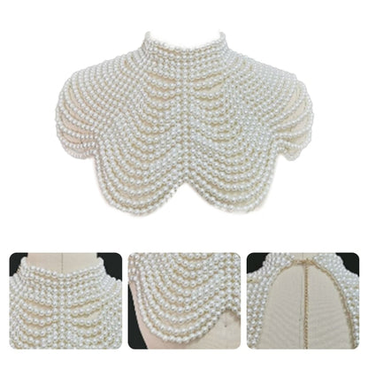 sengpan bridal jewelry set for wedding Women Imitation Pearl Beaded Bib Choker Necklace Body Chain Shawl Collar Jewelry J78E