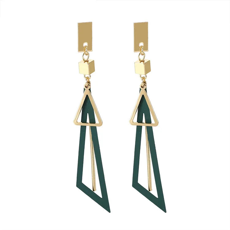 Lianfudai 2024 Korean Long Statement Geometric Triangle Tassel Dangle Drop Earrings For Women Earrings Fashion Jewelry Oorbellen Brincos