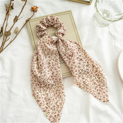 sengpan New Fashion Print Bow Scrunchies Hair Ribbon For Women Elastic Hair Band Girls Horsetail Hair Ties Hair Accessories