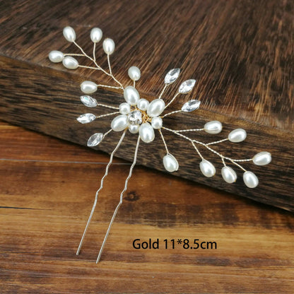 sengpan Women U-shaped Pin Metal Barrette Clip Hairpins Simulated Pearl Bridal Tiara Hair Accessories Wedding Hairstyle Design Tools