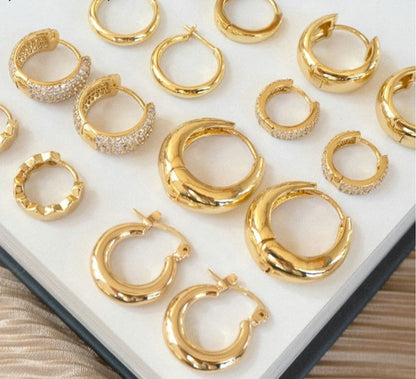 sengpan Golden Brass Hoop Earrings For Women Small Large Circle Hoops C Shape Statement Earrings Girls Unique Metal Jewelry