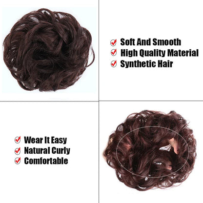 sengpan Synthetic Elastic Hair Scrunchie Chignon Donut Roller Bun Wig Curly Clip in Hair Ponytails Extensions Many colors