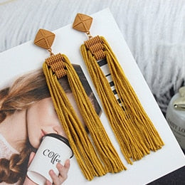 sengpan Long Tassel Earrings Fashion Jewelry Bohemia Statement Summer Dangle Aesthetic Earrings for Women Accessories Korean Style