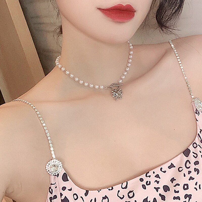 sengpan christmas wishlist valentines day gifts for her  White Imitation Pearl Choker Necklace for Women Wedding Jewelry Charm Clavicle Chain New Fashion Party Jewelry