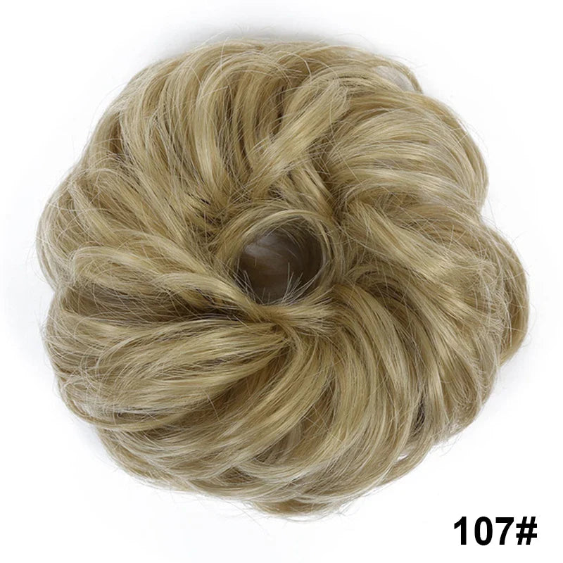 sengpan Synthetic Elastic Hair Scrunchie Chignon Donut Roller Bun Wig Curly Clip in Hair Ponytails Extensions Many colors