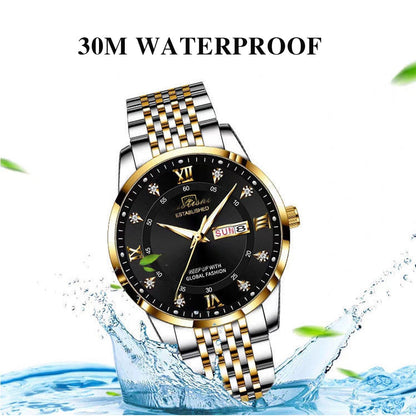 sengpan watches for men smart watch Men Watch Stainless Steel Top Quailty Luxury Push Button Hidden Clasp Waterproof Luminous Date Week Sport Wrist Watches