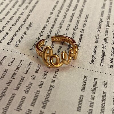 sengpan Vintage Ring For Women Gold Ring Open Ring Simple Temperament Versatile Personality Jewelry  New Fashion Ins wind