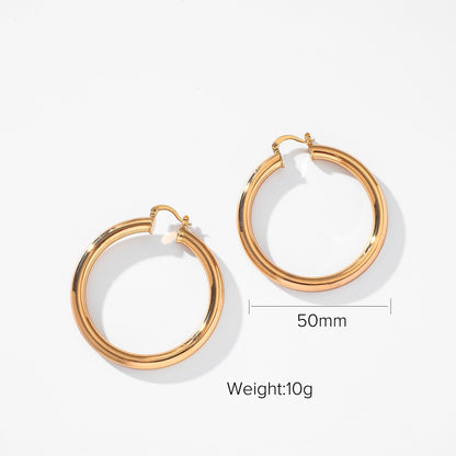 sengpan INS Gold Color Brass Hoop Huggies Earrings Small Large Circle Hoops CC Shape Statement Earrings Women Girls Unique Metal Jewelry