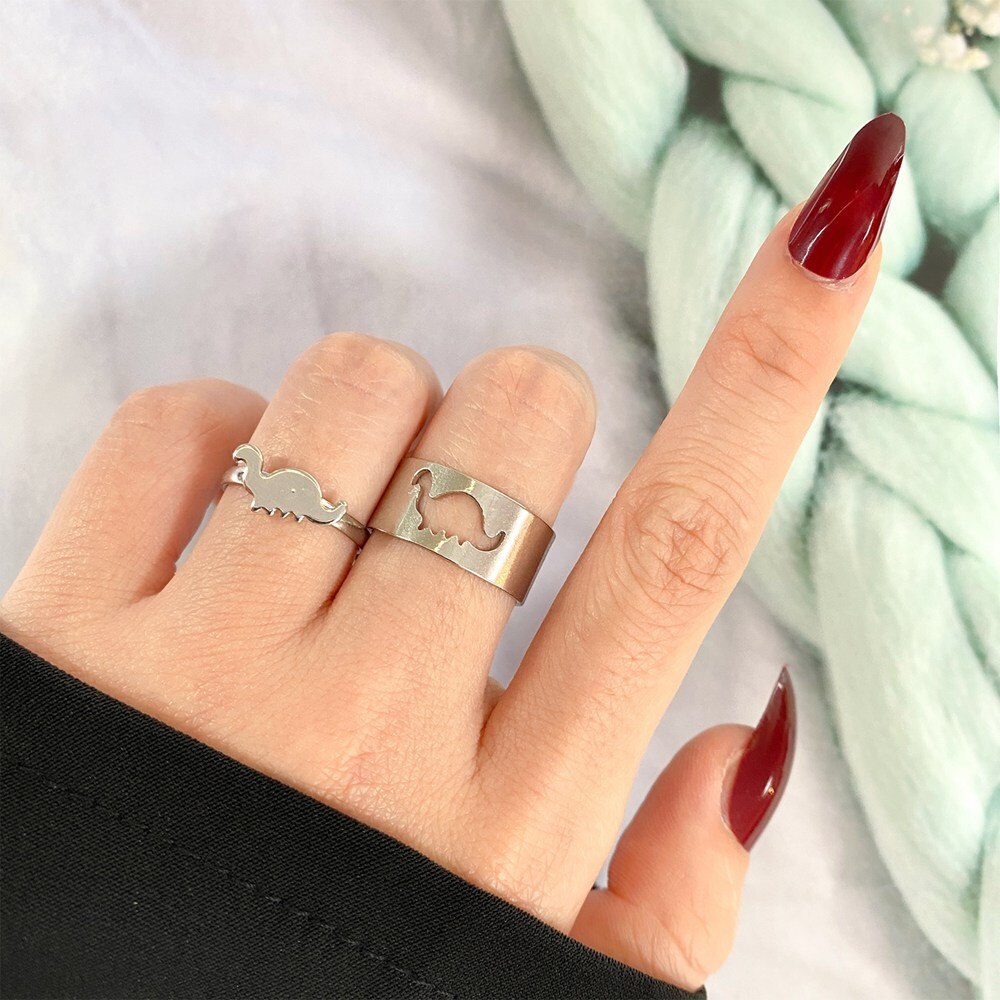 sengpan christmas wishlist valentines day gifts for her Silver Color Planet Spaceship Rings For Women Men Lover Couple Rings Set Friendship Engagement Wedding Open Rings Jewelry