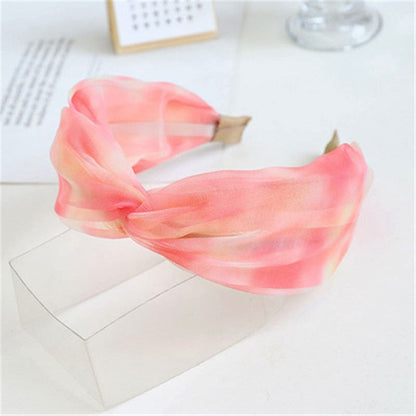 sengpan Girl Organza Wide Headbands For Women Cross Hair Bands Bows Accessories Korean Summer New Tie Dye Ethnic Wholesale