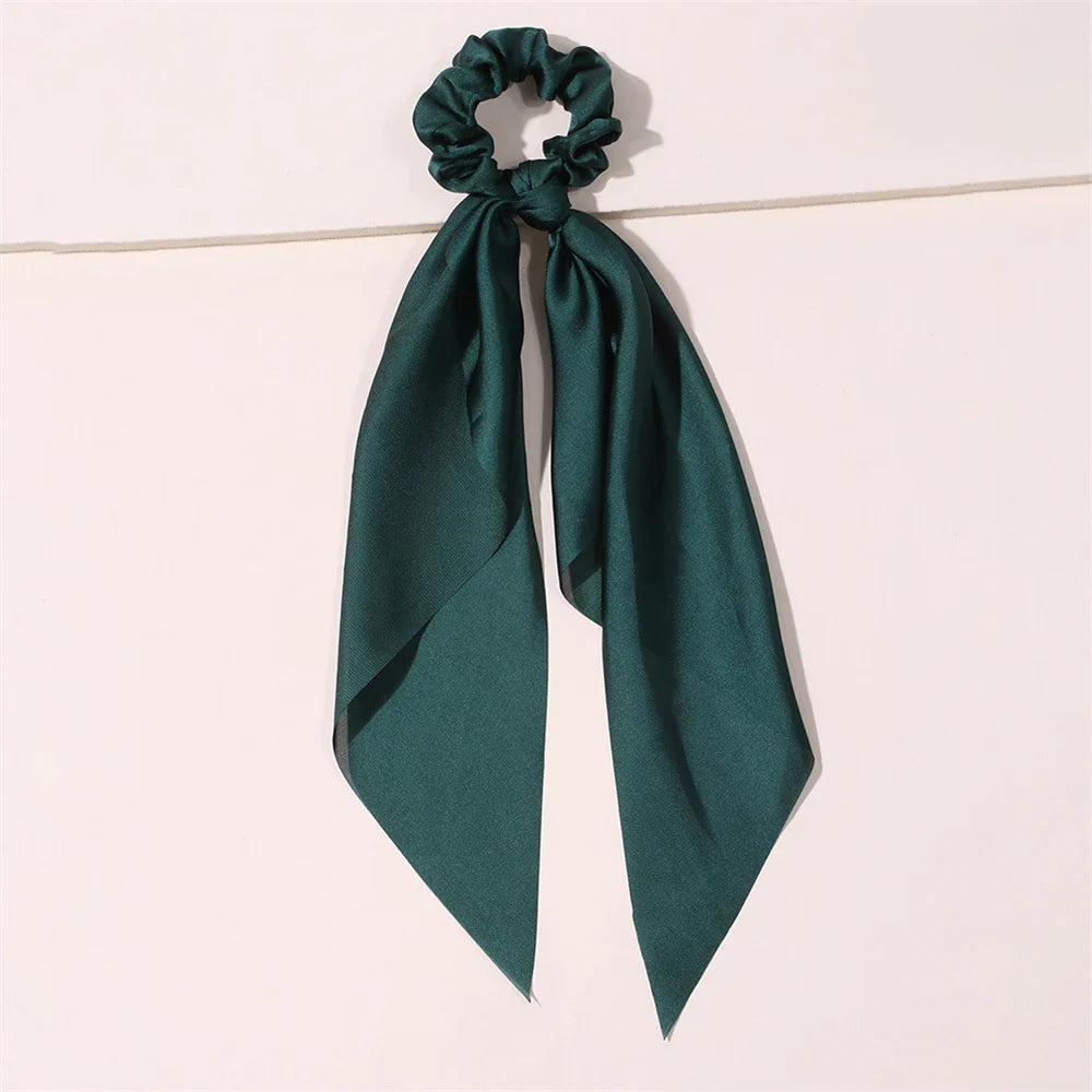 sengpan New Fashion Print Bow Scrunchies Hair Ribbon For Women Elastic Hair Band Girls Horsetail Hair Ties Hair Accessories