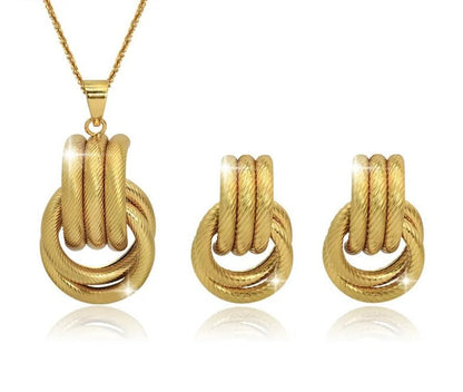 sengpan - Necklace Sets For Womens Wedding Jewellery Pendant Big Earrings Set Chunky Gold Plated Luxury Brands Fashion Ethiopian