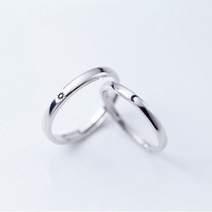 sengpan CHEISTMAS gifts for her 2 Pcs Sun Moon Lover Couple Rings Simple Opening Ring For Couple Men Women Wedding Engagement Promise Valentine's Day Jewelry