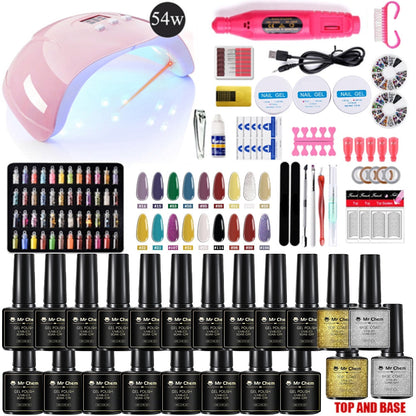 sengpan Nail Set 120W UV LED Lamp Dryer 18/12PCS Nail Gel Polish Kit Soak Off Manicure Set Electric Nail Drill Tools Set uñas