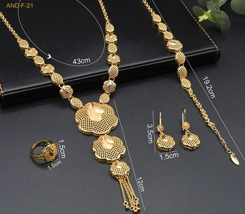 sengpan - Nigeria Jewelry Sets For Women Wedding Bracelets Ethiopian 24K Gold African Jewelry Bridal Dubai Luxury Nigerian Turkish 