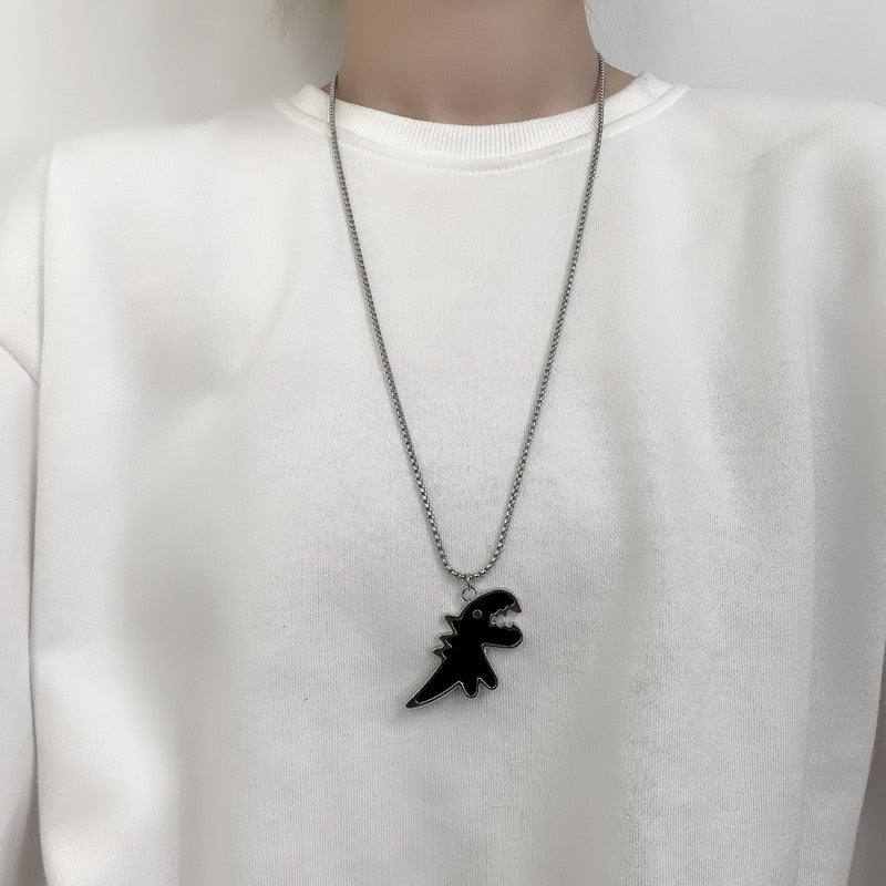 sengpan  gifts for women Cute Dinosaur Couple Necklace Couple Pairing Pendant Friend Necklace Hip Hop Punk Necklace Men's and Women's Temperament Jewelry