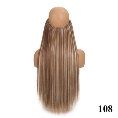 sengpan Synthetic 24inch Invisible Hair Wire Without No Clip Hair Extension Fishing Line Wig Wavy Hair Female False Hair Piece