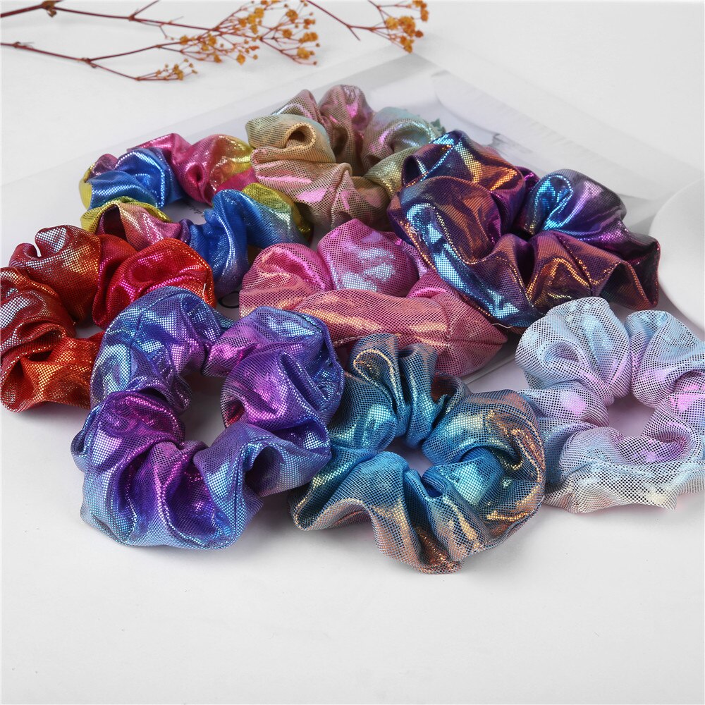 sengpan jewelry gifts for women hot sale new Fashion Wholesale New Fashion Women Colorful Elastic Bronzing Hair Rope Glitter Ponytail Holder Hair Ring Scrunchie Accessories