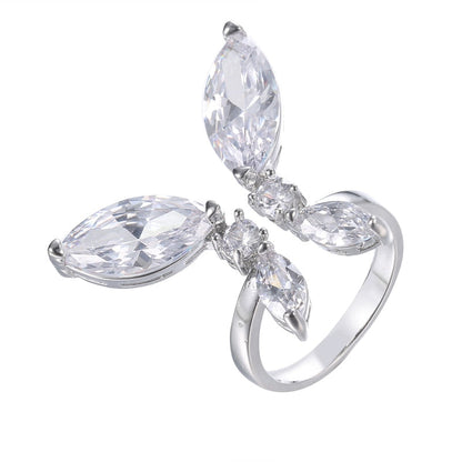 sengpan Eye-catching Wing Design Charming Ring Adiustable Jewelry Women&Girls Cubic Zircon Exquisite Decoration Dreamlike Gift