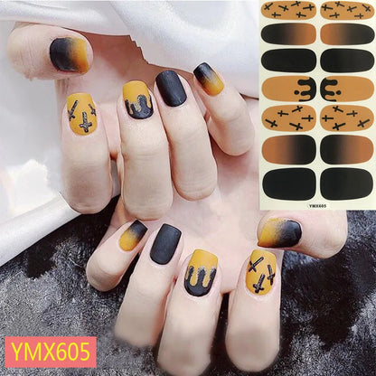 sengpan Baking Free Halloween Nail Stickers Full Sticker Fashion Nail Art Jewelry  Pumpkin Ghost Wholesale Applique Nail Sticker